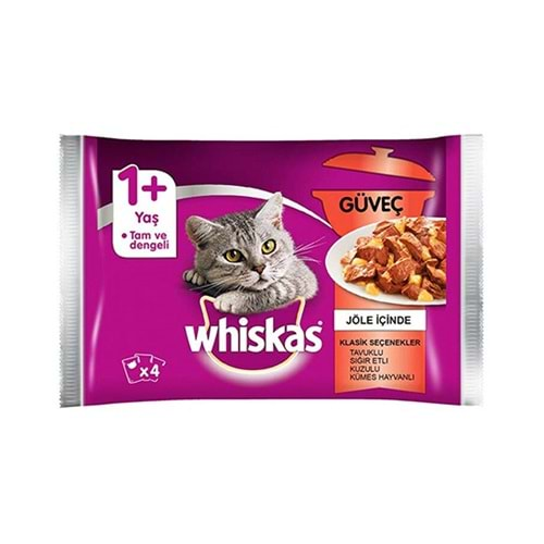 WHİSKAS POUCH GÜVEÇ ET ÇEŞİTLİ (4 LÜ) 4*85GR