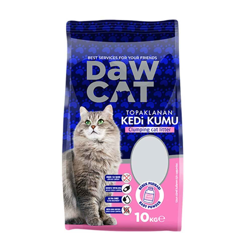 DAWCAT 10 LT BENTONİT KEDİ KUMU BEBEK PUDRALI