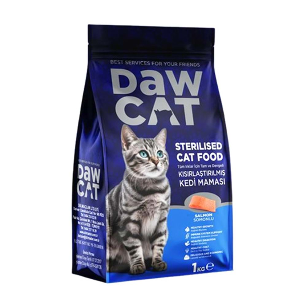 DAWCAT 1 KG STERILISED ( KISIR ) YETİŞKİN KEDİ MAMASI SOMONLU