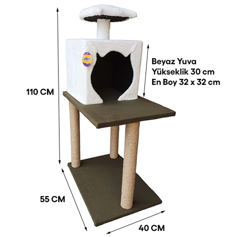 BONİSA KEDİ EVİ ÇİFT KATLI 40 x 55 x 110 CM