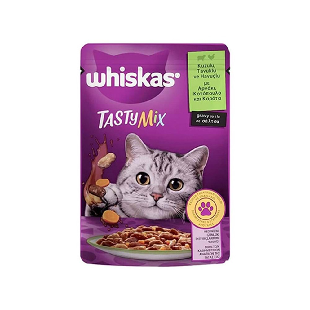 WHİSKAS 85 GR TASTY MİX KUZULU TAVUKLU VE HAVUÇLU