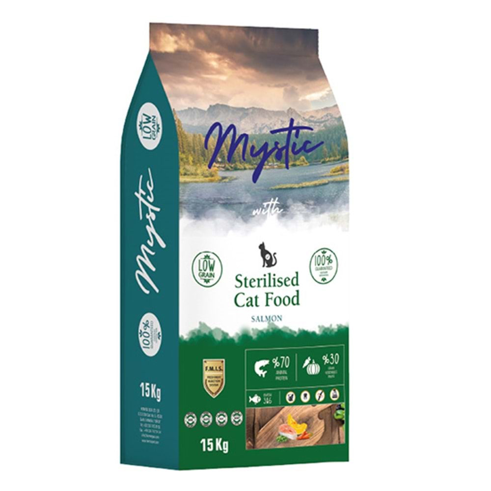 MYSTIC 15 KG YETİŞKİN KEDİ MAMASI STERİLİSED KISIR SOMONLU
