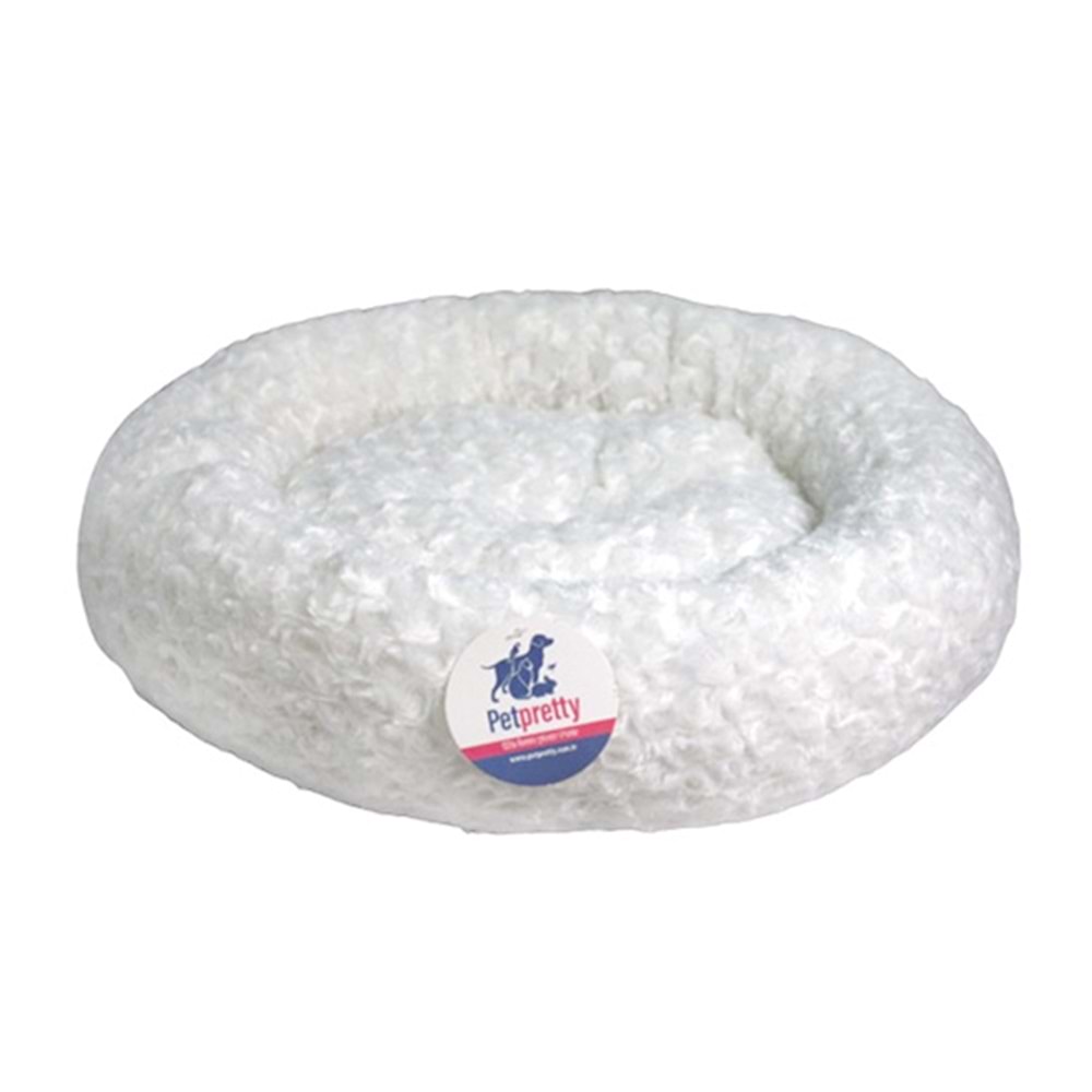 PETPRETTY SİMİT YATAK PELUŞ BEYAZ 55x55 CM
